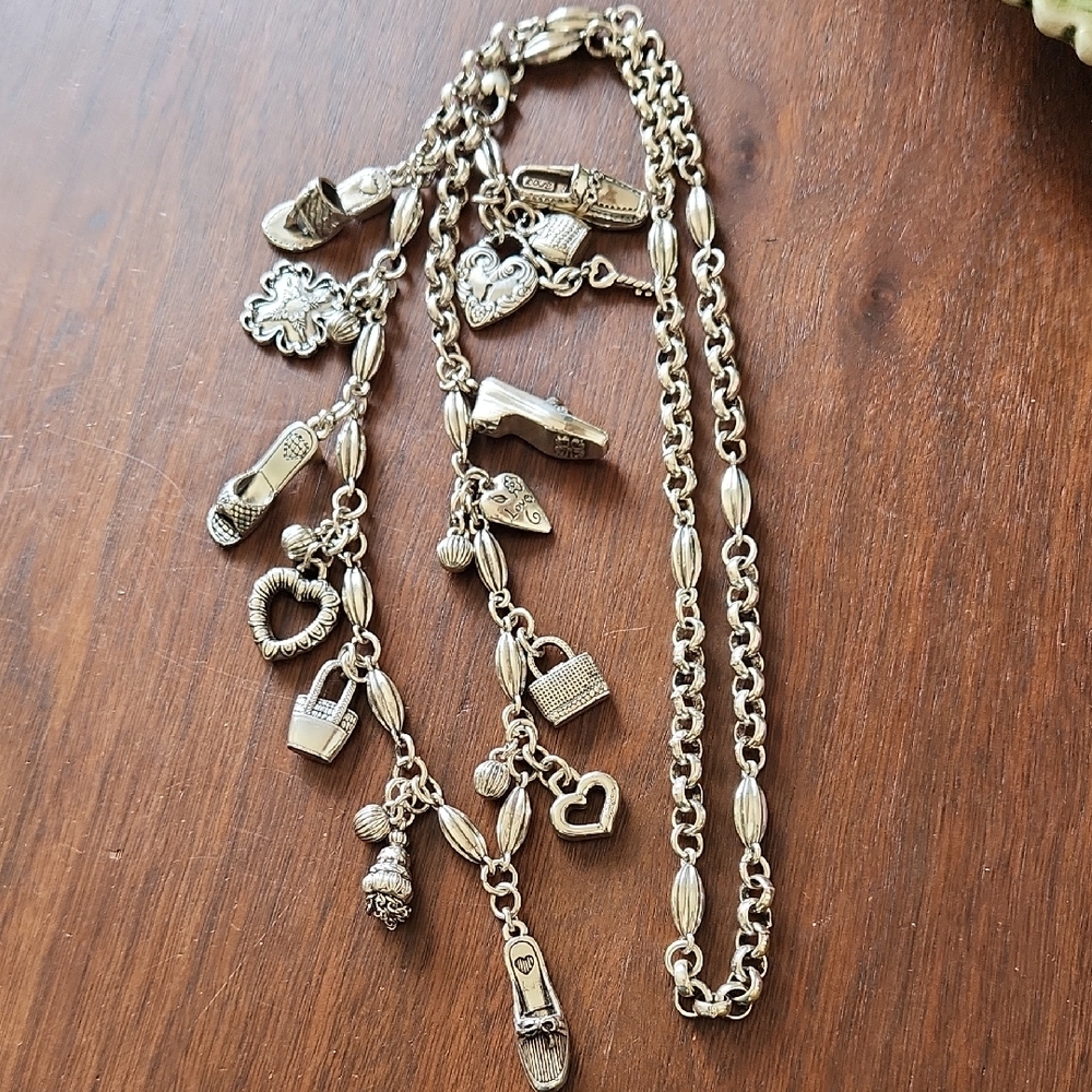 BRIGHTON PURSE/SHOE/HEART CHARM NECKLACE 34"